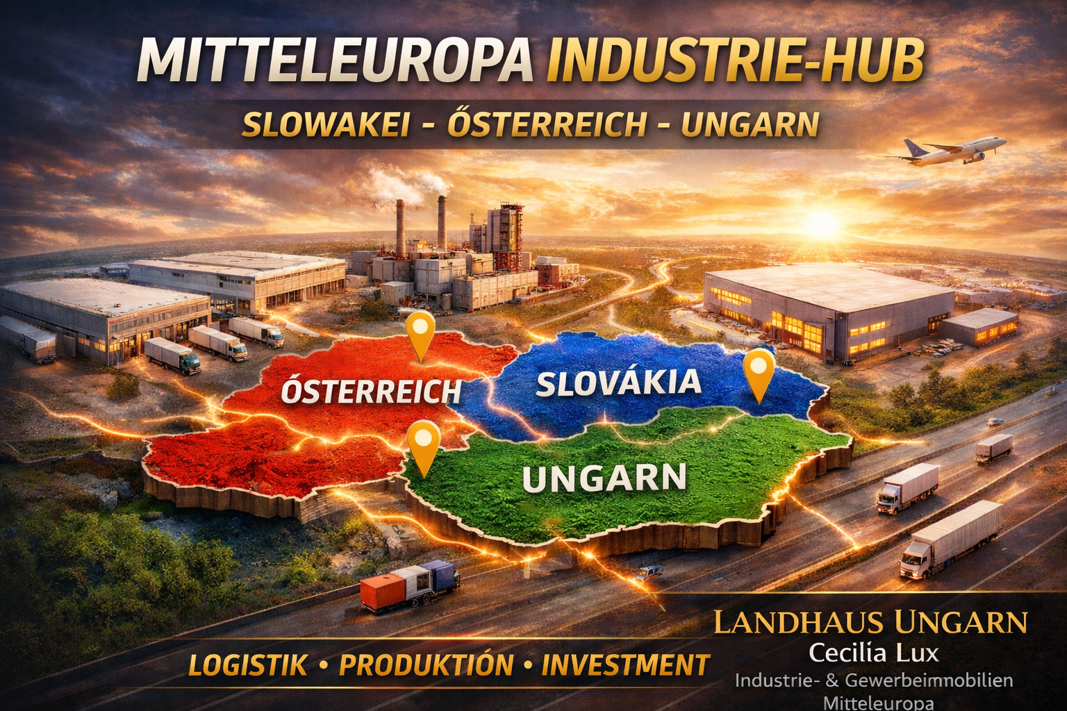 MITTELEUROPA INDUSTRIE-DREIECK: SLOWAKEI, ÖSTERREICH, UNGARN