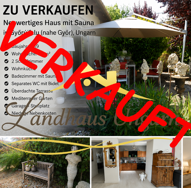 Modernes Zuhause mit mediterranem Garten – nur wenige Minuten von Győr entfernt